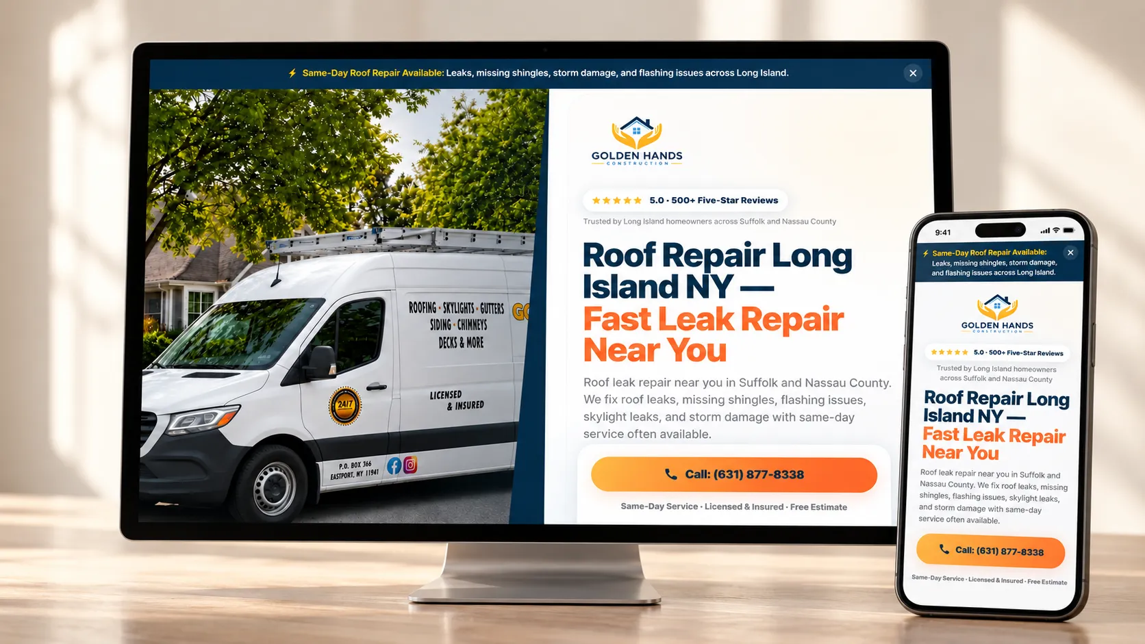 Golden Hands Construction — Roofing Website